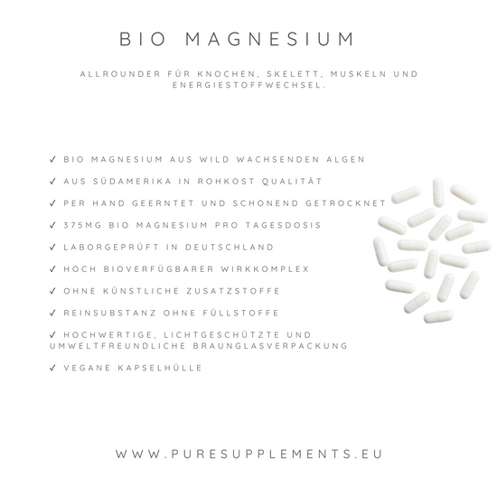 Premium Bio Magnesium aus Bio Meerlattich Extrakt Wildfang (+Bio Quinoapulver & Bio Arganöl)
