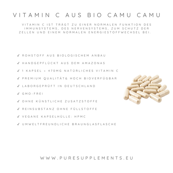 Premium Bio Camu Camu Extrakt mit natürlichem Vitamin C 12%, Wildwuchs