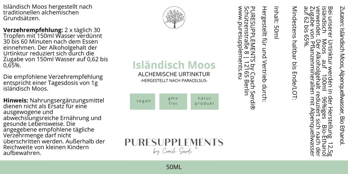 Premium Isländisch Moos – Alchemistische Urtinktur nach Paracelsus (50ML, Wildwuchs, hochkonzentriert)