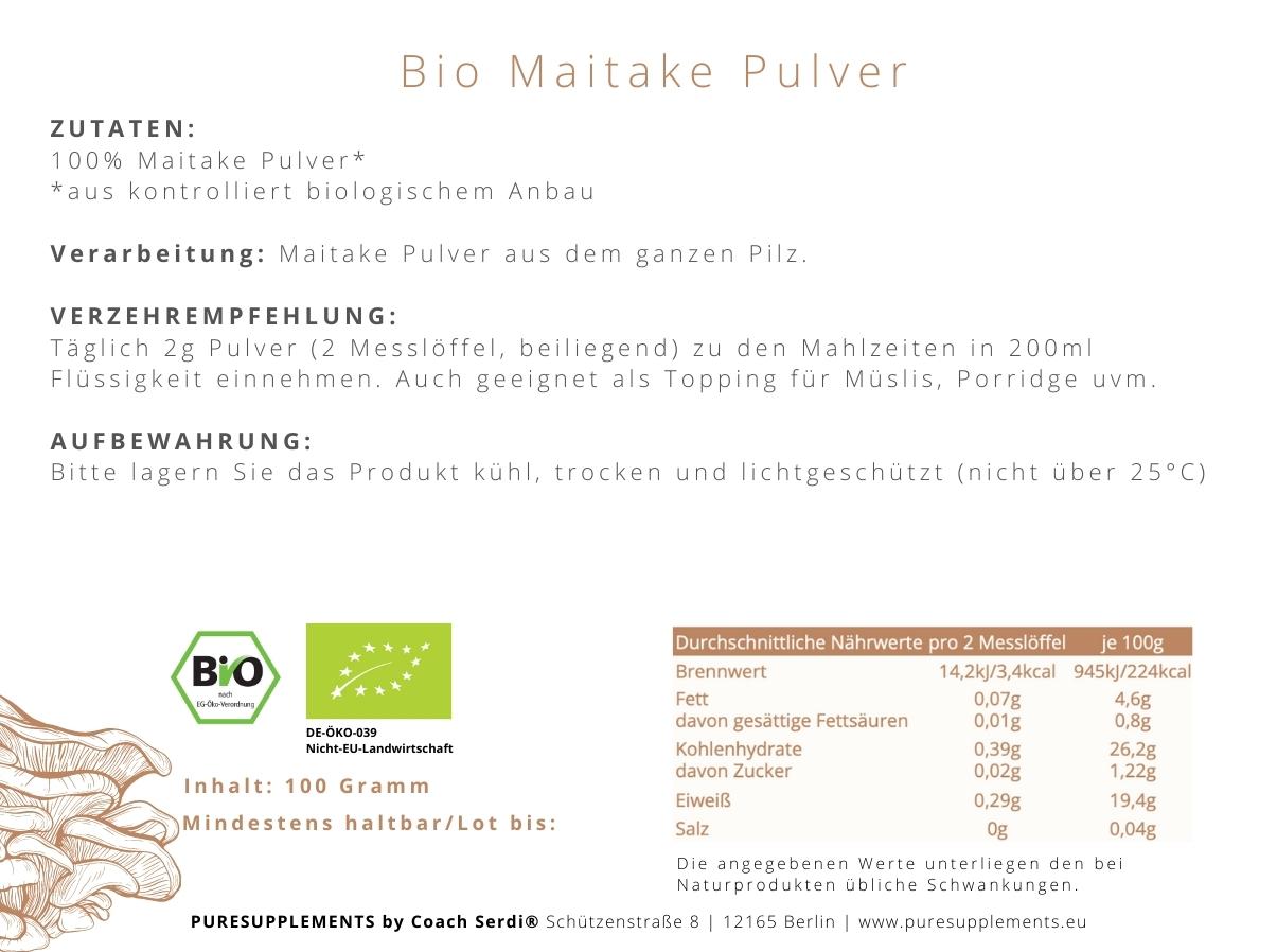 Premium Bio Maitake Pilz Pulver 100g