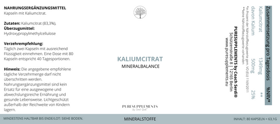Premium Kaliumcitrat -Elektrolytbalance (Kalium)